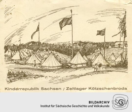 Postkarte "Kinderrepublik Sachsen / Zeltlager Kötzschenbroda"