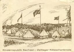 Bild: Postkarte "Kinderrepublik Sachsen / Zeltlager Kötzschenbroda"