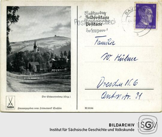 Feldpostkarte "Ein Gruß vom Heimatwerk Sachsen"