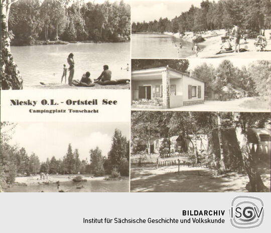 Postkarte 'Niesky O. L. - Ortsteil See Campingplatz Tonschacht'