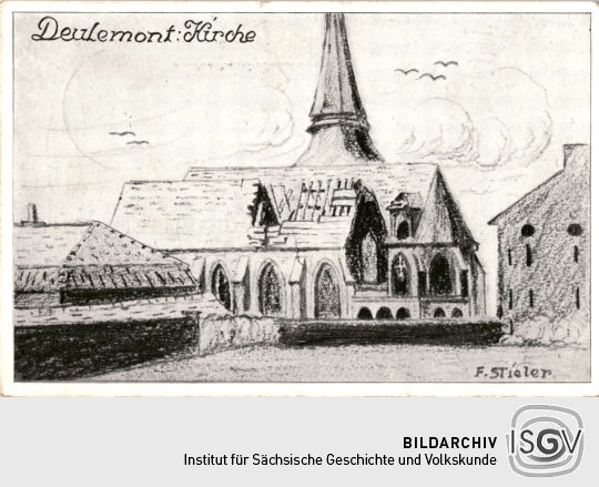 Postkarte: "Deulemont: Kirche"