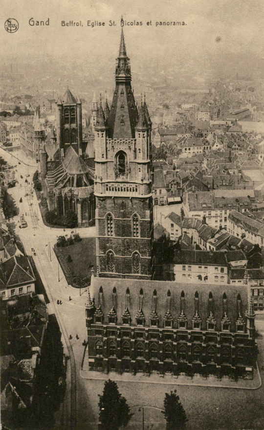 Postkarte: "Gand Beffroi, Eglise St. Nicolas et Panorama"