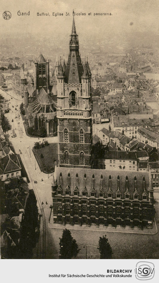 Postkarte: "Gand Beffroi, Eglise St. Nicolas et Panorama"