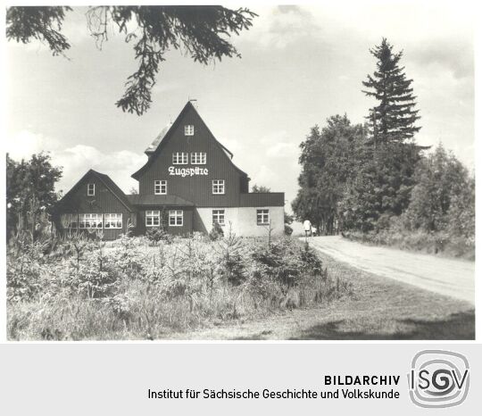 Postkarte: Fremdenhof und Café "Zugspitze", Altenberg-Waldidylle