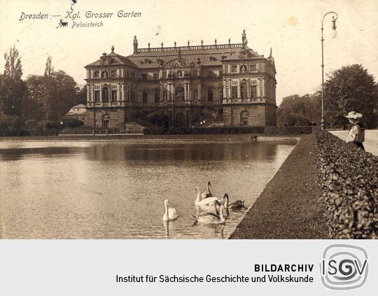 Postkarte: Am Palaisteich im Grossen Garten, Dresden