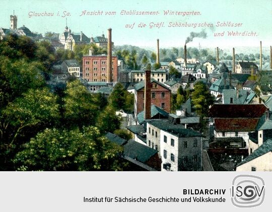 Postkarte "Glauchau i. Sa., Ansicht vom Etablissement Wintergarten..."