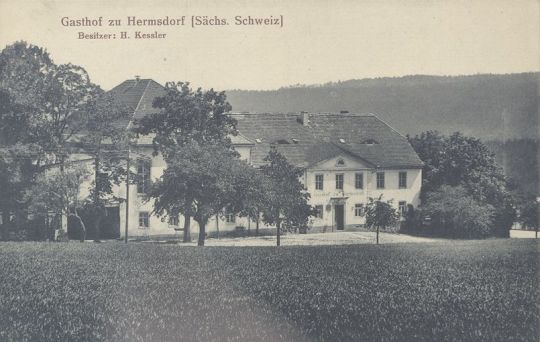 Postkarte "Gasthof zu Hermsdorf (Sächs. Schweiz)"