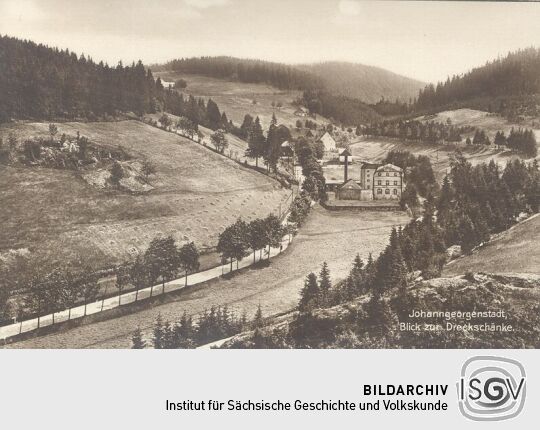 Bildpostkarte "Johanngeorgenstadt, Blick zur Dreckschänke."