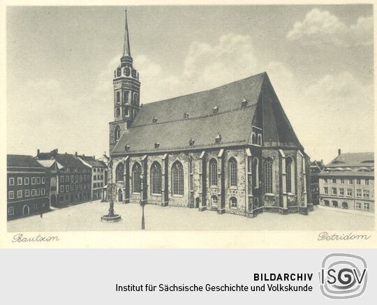 Bildpostkarte mit einer Stadtansicht von Bautzen