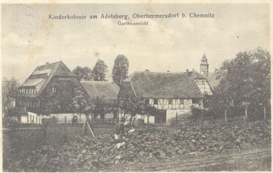 Bildpostkarte "Kinderkolonie am Adelsberg, Oberhermersdorf b. Chemnitz"