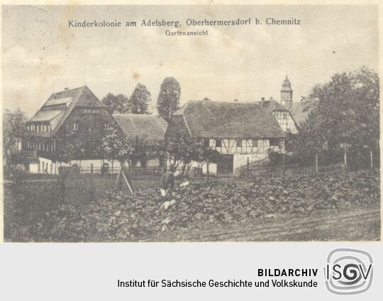 Bildpostkarte "Kinderkolonie am Adelsberg, Oberhermersdorf b. Chemnitz"