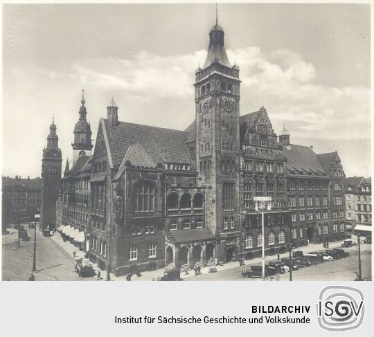 Bildpostkarte mit einer Stadtansicht von Chemnitz