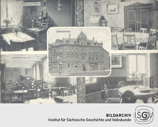 Bildpostkarte "Gruß aus dem Soldatenheim Döbeln i. Sa."