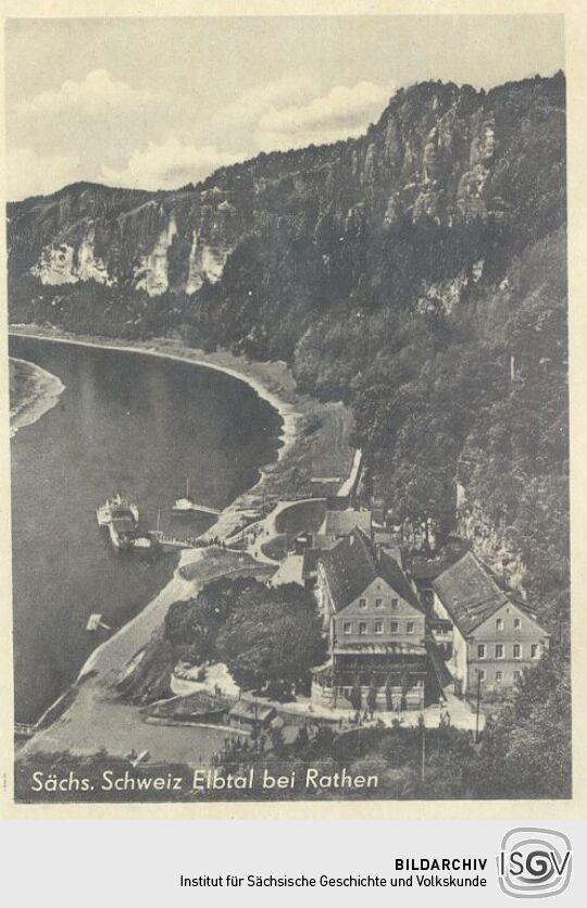 Bildpostkarte "Sächs. Schweiz Elbtal bei Rathen"