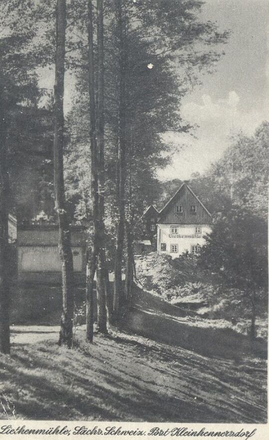 Bildpostkarte "Liethenmühle, Sächs. Schweiz. Post Kleinhennersdorf"