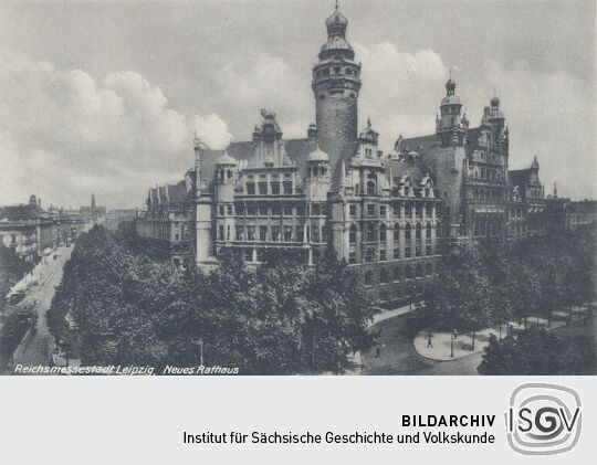 Bildpostkarte "Reichsmessestadt Leipzig, Neues Rathaus"