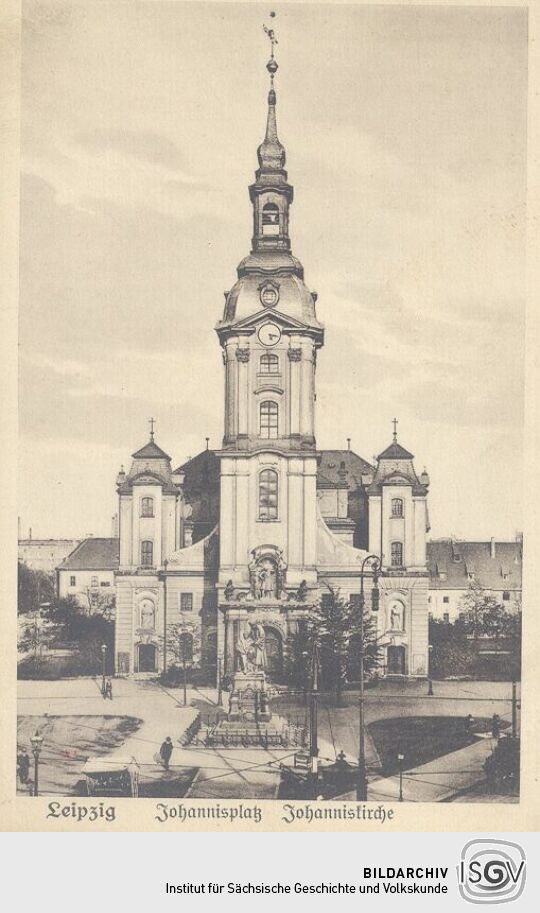 Bildpostkarte mit einer Stadtansicht von Leipzig