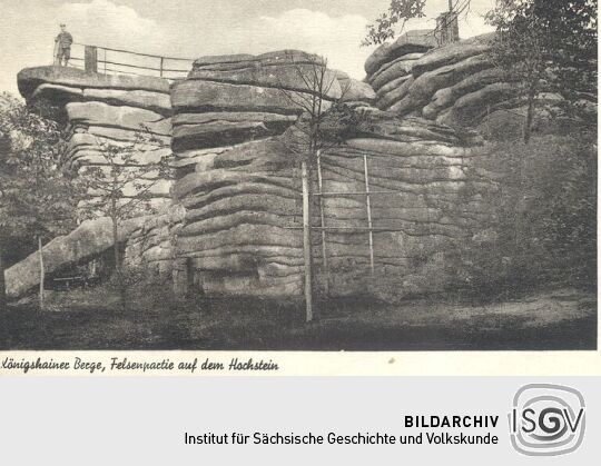 Bildpostkarte "Königshainer Berge, Felsenpartie auf dem Hochstein"