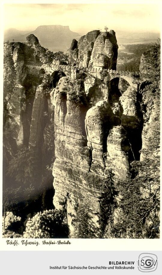 Bildpostkarte "Sächs. Schweiz. Bastei-Brücke"