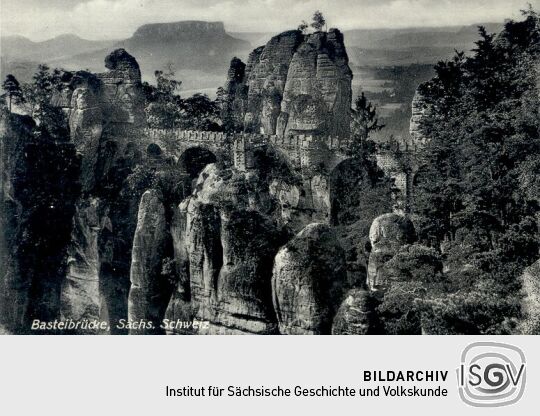 Bildpostkarte "Basteibrücke, Sächs. Schweiz"