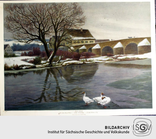 Lithographie 'Stiller Wintertag' von Wilhelm Schacht