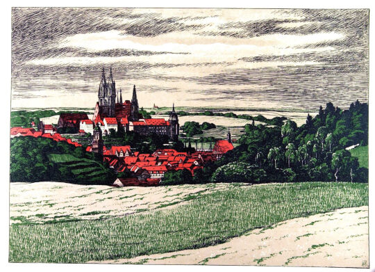 Lithographie 'Meißen: Alte Zeit' von Arthur Barth