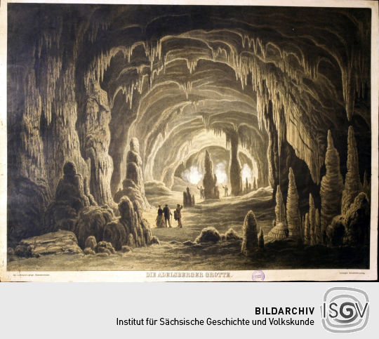 Lithographie 'Die Adelsberger Grotte' eines unbekannten Künstlers