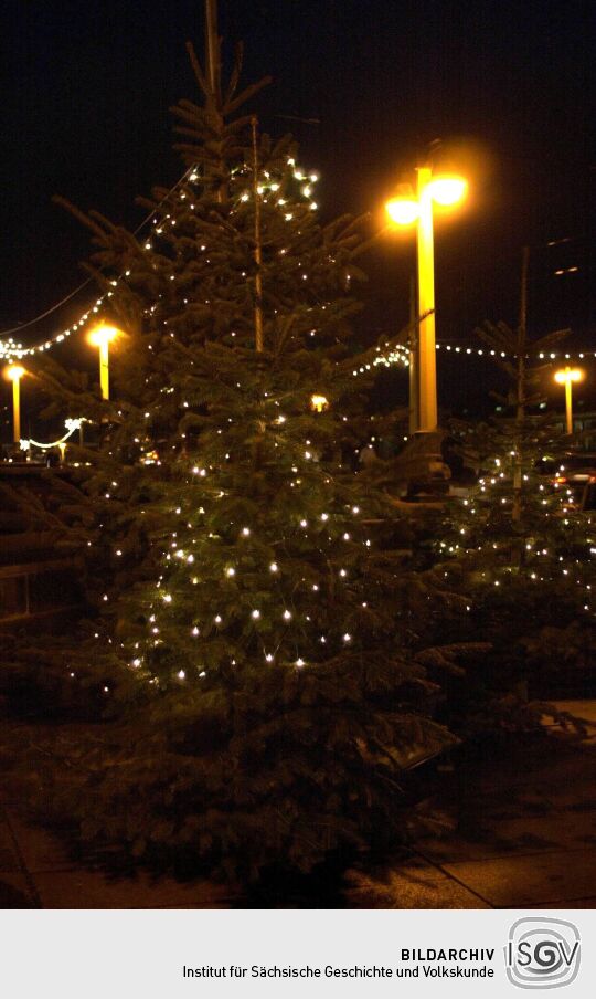 Ortsansicht in Dresden mit Weihnachtsbeleuchtung