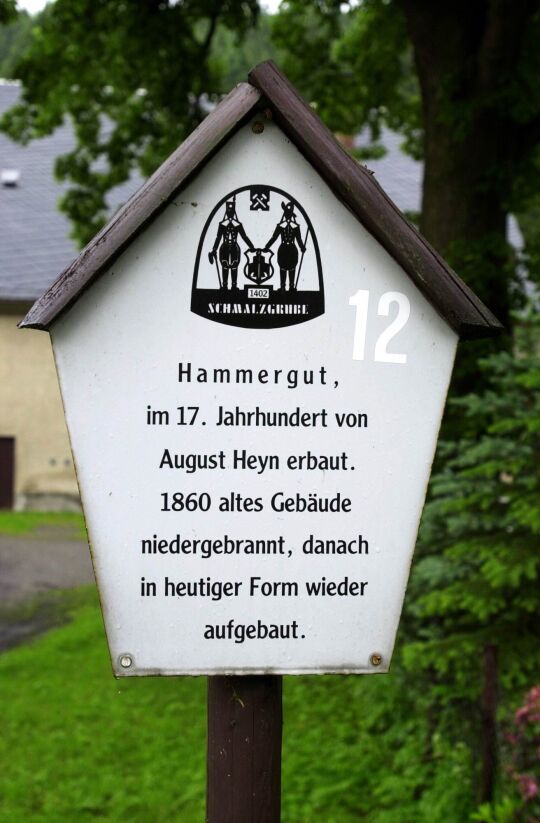 Informationstafel zum Hammergut in Schmalzgrube