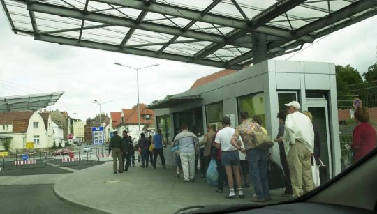 Grenzübergang zwischen Łęknica [Lugknitz] und Bad Muskau