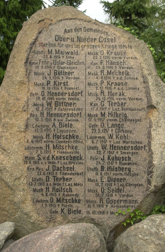 Gedenkstein für gefallene Soldaten des 1. Weltkrieges in Kosel