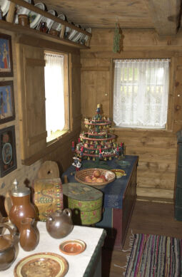 Bild: Innenansicht einer lausitzisch eingerichteten Stube