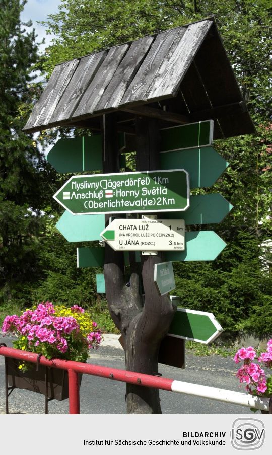 Ansicht der Grenze zwischen Waltersdorf und Myslivny