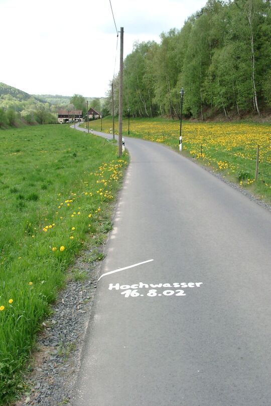 Flutmarke im Elbtal bei Königstein