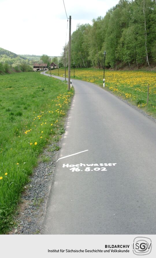 Flutmarke im Elbtal bei Königstein