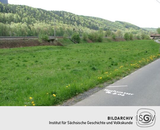 Flutmarke im Elbtal bei Königstein