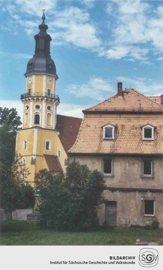 Blick vom Rittergut zur Kirche in Königsbrück
