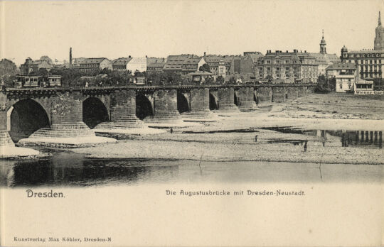Ansicht der Augustusbrücke und der Neustadt