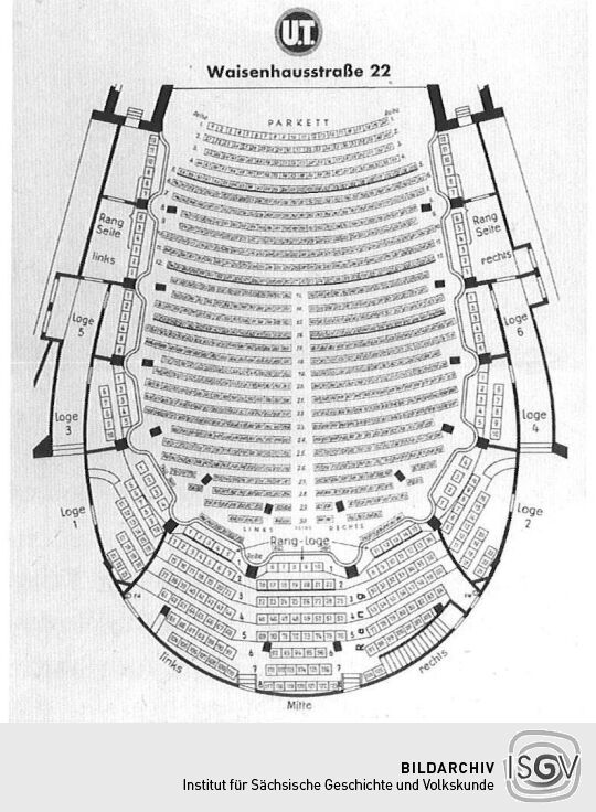 Sitzplan des großen Saals der Union Theater Lichtspiele