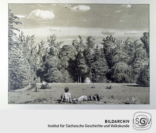 Lithograpgie 'Im Paradies' von Georg Lührig