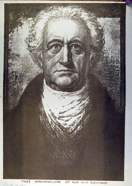 Lithographie 'Goethe Mitte 50 en face (als Seher)' von Karl Bauer