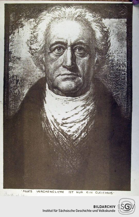 Lithographie 'Goethe Mitte 50 en face (als Seher)' von Karl Bauer