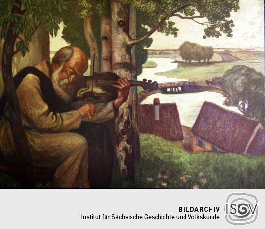 Lithographie 'Abendlied' von Oskar Graf