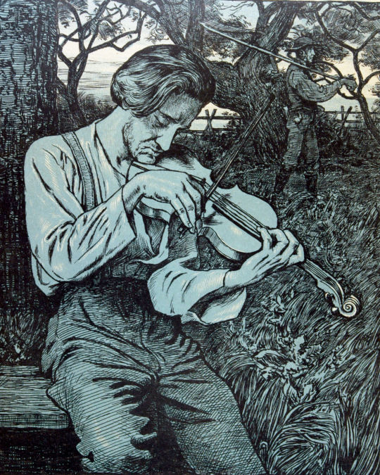 Lithographie 'Der Geiger' von Hans Thoma