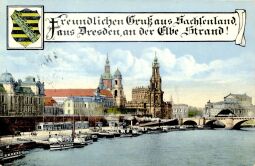 Bild: Bildpostkarte "Dresden, an der Elbe Strand!"