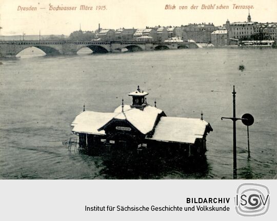 Bildpostkarte vom Hochwasser 1915 in Dresden