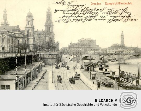 Bildpostkarte "Dresden - Dampfschifflandeplatz"