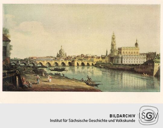 Bildpostkarte des Canaletto-Blicks von Dresden
