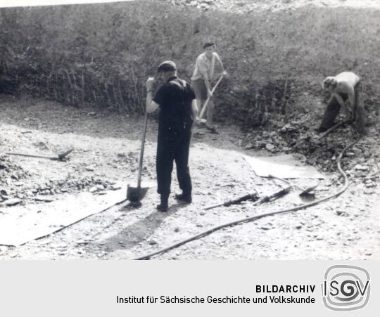 Bau des Schulgebäudes in Bockau