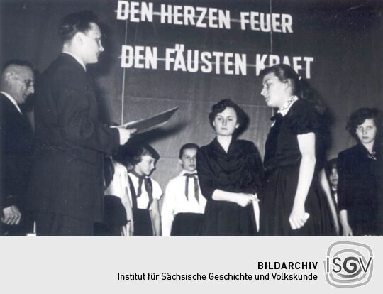 Jugendweihefeier 1958 in der Mittelschule Bockau